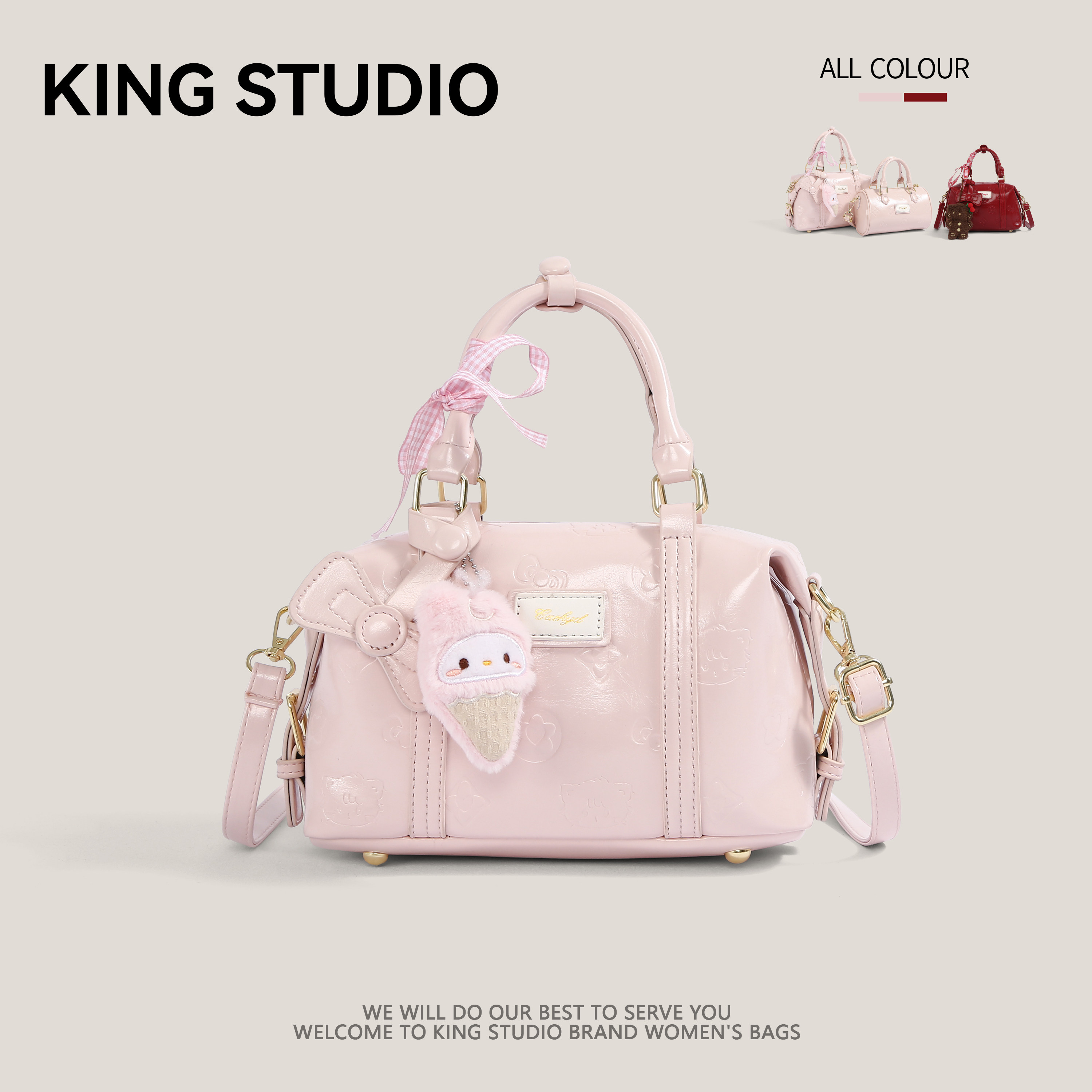 高级感红色手提包包女2026新款时尚小众压花枕头包精致单肩斜挎包