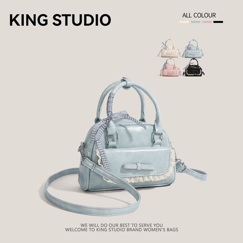 超火小众蝴蝶结包手提保龄球包