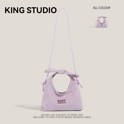 小众设计甜美紫色蝴蝶结手提包女