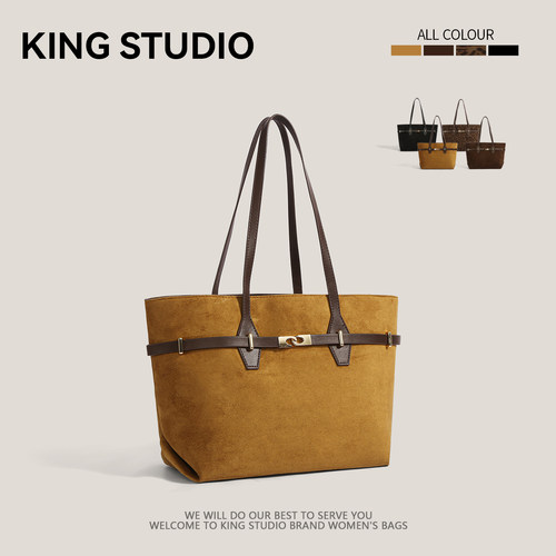 复古大容量包女时尚麂皮绒托特包