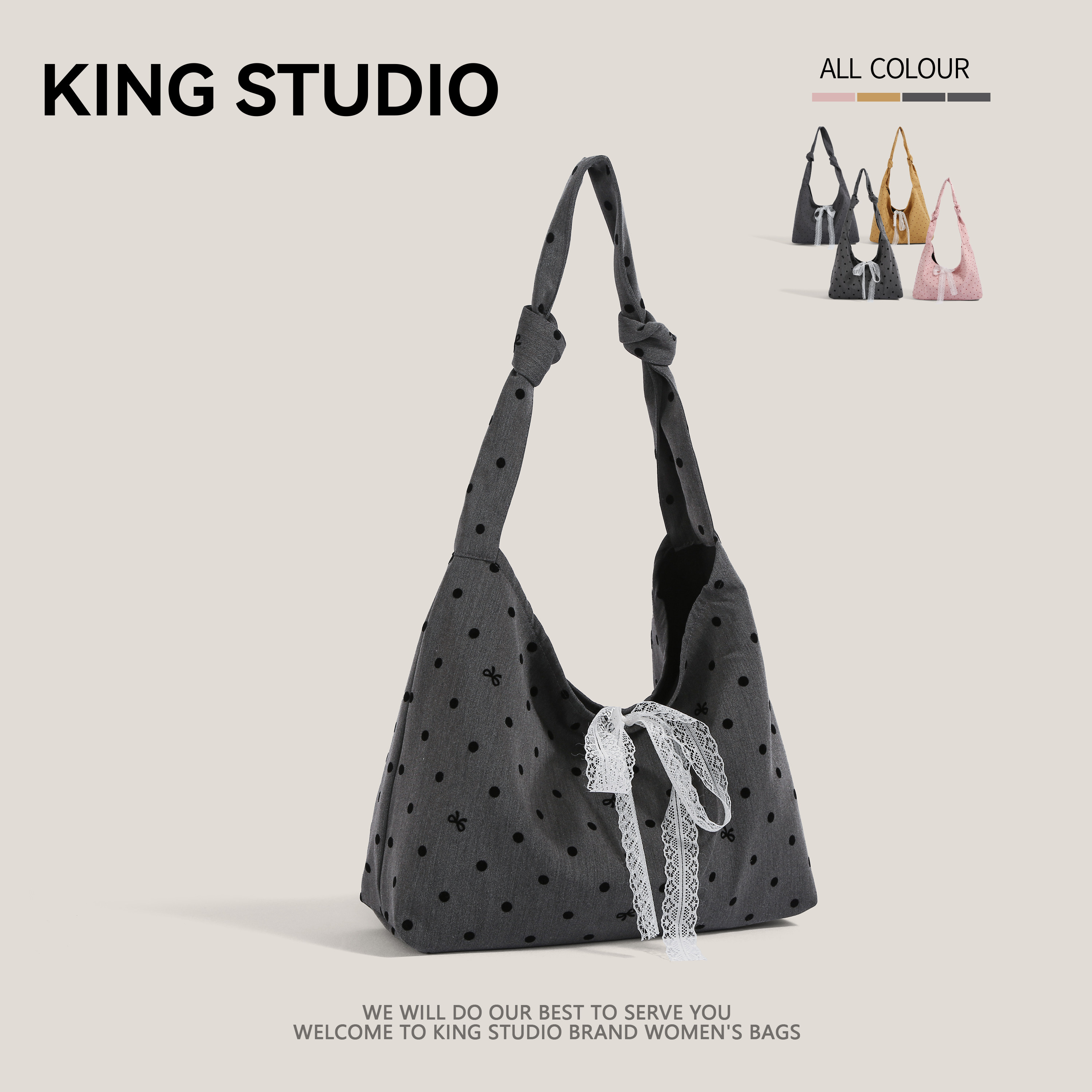 韩系波点慵懒风帆布包女2026新款大容量百搭通勤托特包单肩斜挎包