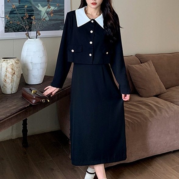 法式赫本风女装2024秋冬新款小香风上衣外套配半身裙套装