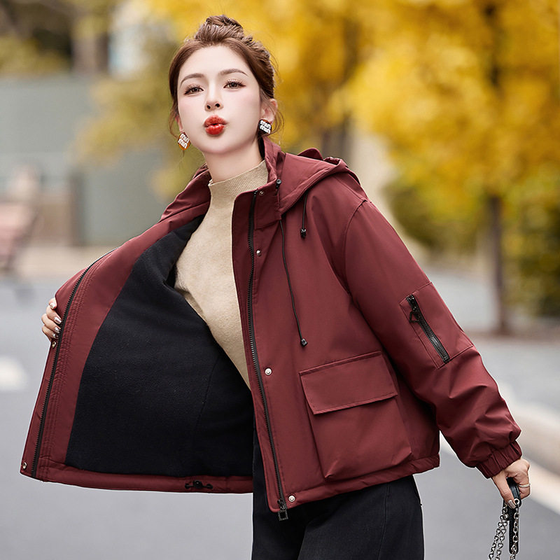 冲锋衣派克棉服女款2024年新款冬季刺绣棉衣短款棉袄加绒加厚外套