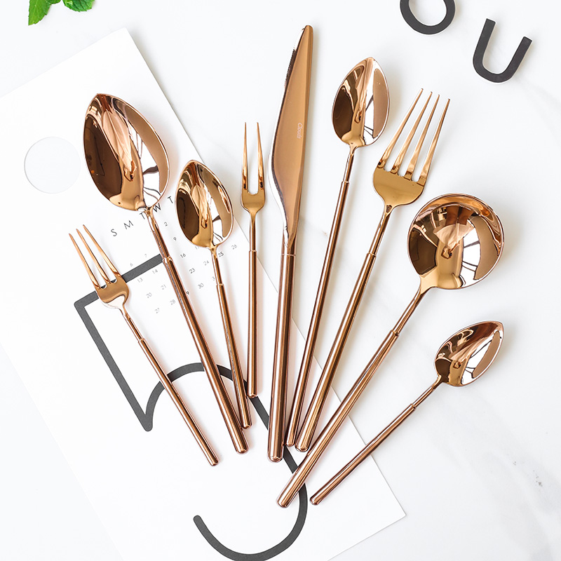 leon/里昂餐具套装电镀玫金色