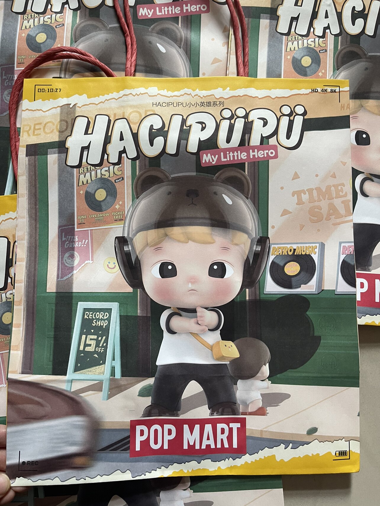 새로운 재고 팝마트 디무 몰리 퍼키 버니 라부부 종이 가방