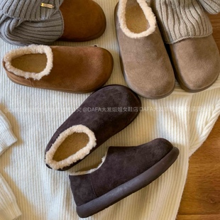 大发姐姐实拍真皮小土豆厚底勃肯鞋全包雪地靴加绒加厚毛毛鞋棉鞋