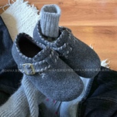 全包毛毡勃肯鞋 女冬季 加绒一脚蹬棉鞋 大发姐姐实拍 保暖内增单鞋