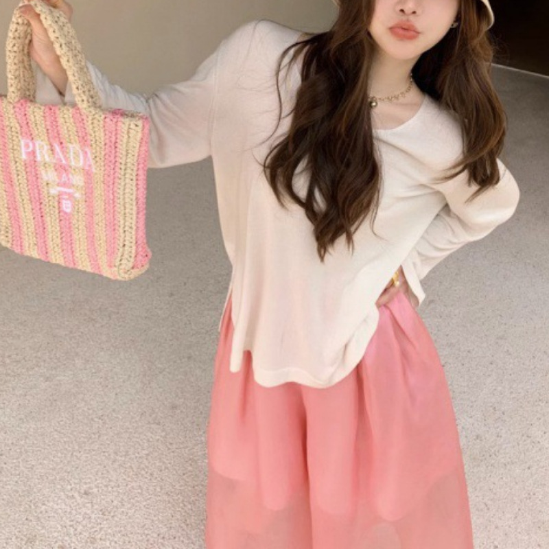 lilylikes“秋季舒适上衣”莫代尔桑蚕丝温柔女薄款v领