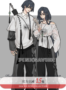 pinksavior【月行】灰白色系夏日T恤罩衫短袖设计感黑灰套装