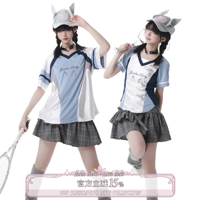 pinksavior【吟游诗章】收腰设计感韩系球衣清凉夏日活力套装