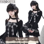 显瘦假两件上衣半裙设计感套装 格纹拼接经典 爱丽丝 pinksavior