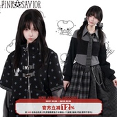 pinksavior朋克小鼠联名高级灰撞色拼格春夏短外套套装 卫衣