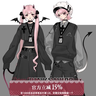 pinksavior【无尽夜曲】条纹衬衫黑色设计感卫衣少年感闺蜜情侣