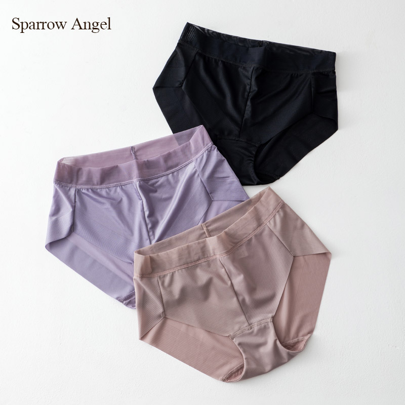 高弹力网纱无痕女士中腰三角裤