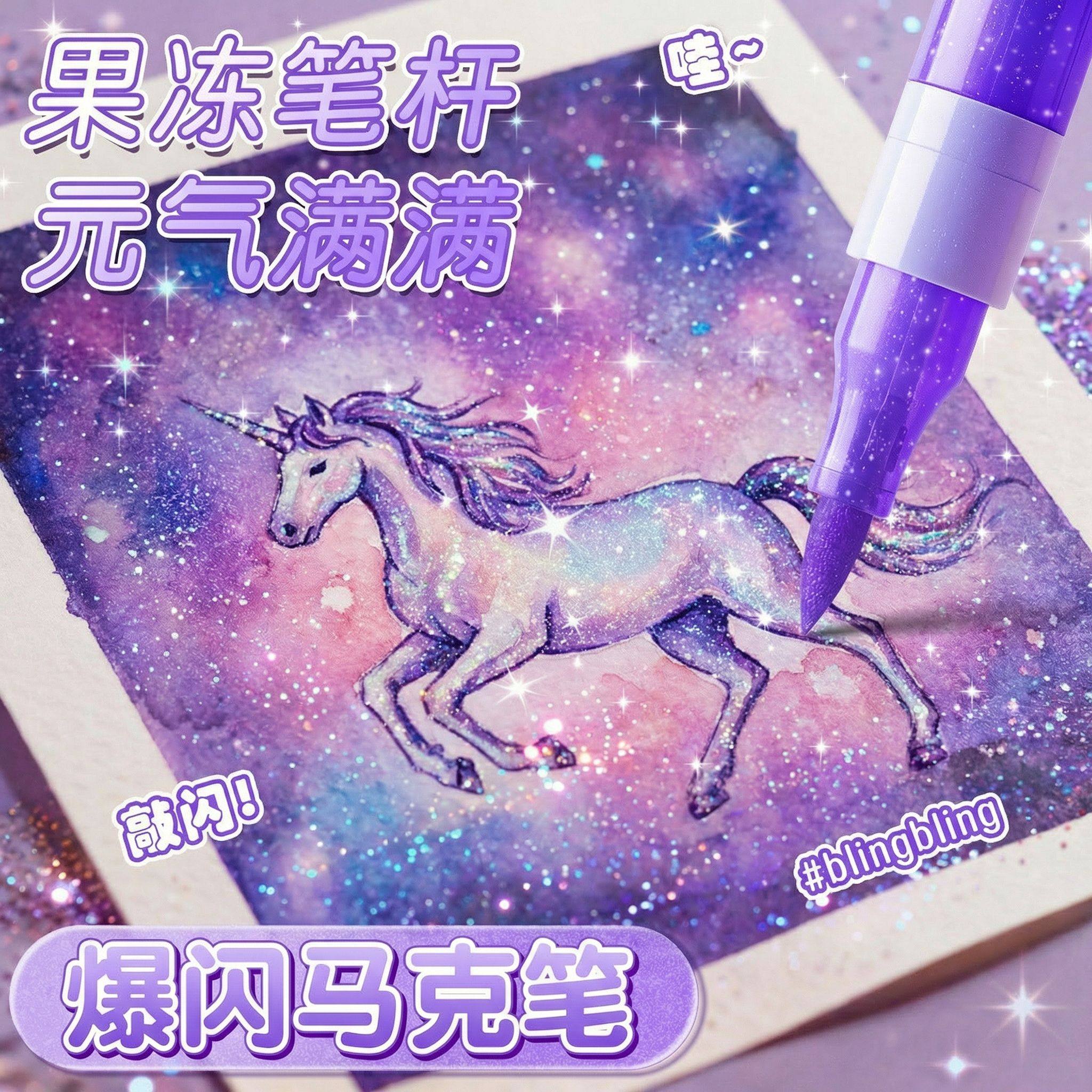 闪光软头笔小学生美术专用24丙烯马克笔荧光笔60色水彩笔儿童无毒带闪粉幼儿园画笔珠光彩色流沙亮晶晶手帐笔,文具电教/文化用品/商务用品,软头笔,淘宝优惠券,粉丝福利购,淘宝优惠卷