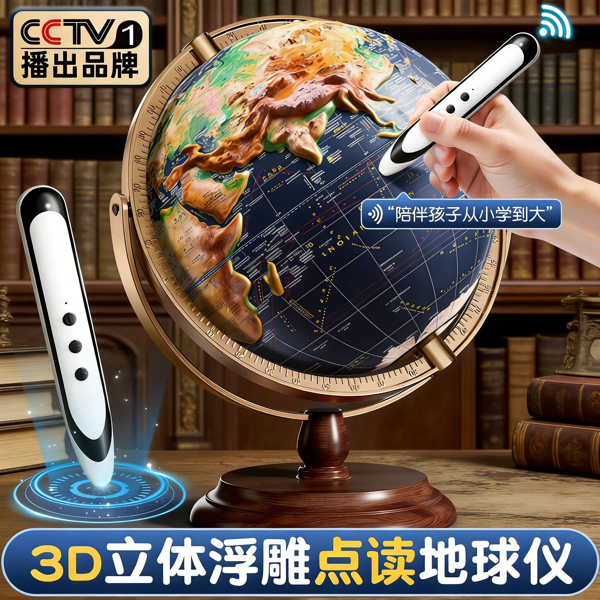 2026新款点读地球仪浮雕3d立体悬浮凹凸正版学生用初中生专用大