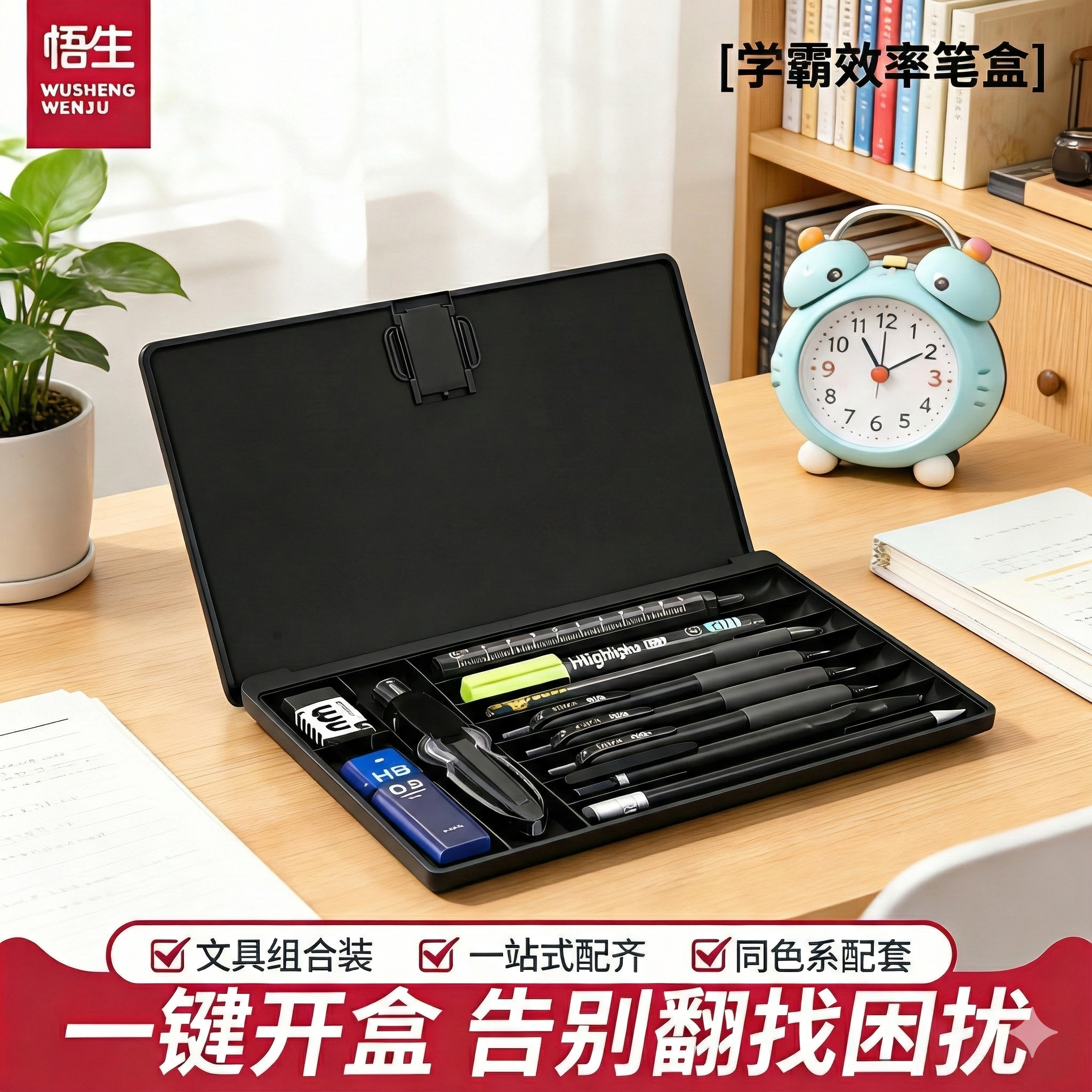 悟生学霸效率笔盒多功能黑科技文具盒男女孩款高颜值简约网红爆款大容量高级笔袋学生带文具收纳盒小学生,文具电教/文化用品/商务用品,笔袋,淘宝优惠券,粉丝福利购,淘宝优惠卷