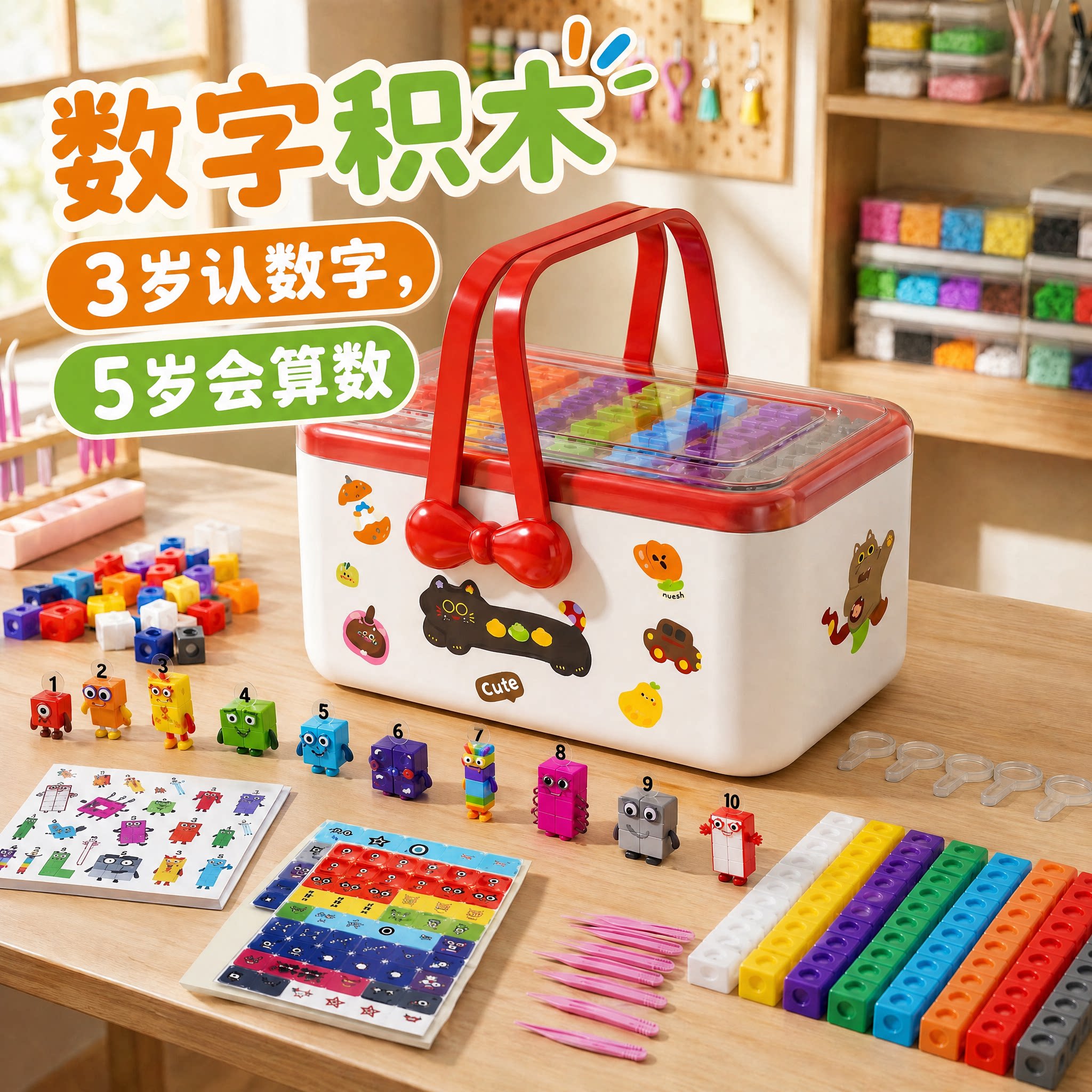 数字方块积木玩具大颗粒儿童益智兼容number正版blocks平替启蒙课