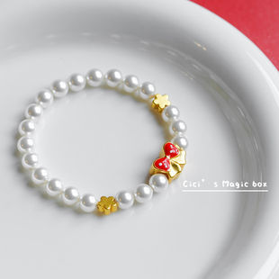 米女尼的蝴蝶结 奥地利进口施家珍珠儿童手链女童手串小女孩礼物