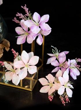 水舞B2987森系春日花朵户外婚礼新娘边夹粉紫色百搭发夹配饰