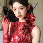 水舞U2235新娘中式 造型仿真花竹编后区新娘头饰秀禾晨袍古风发饰