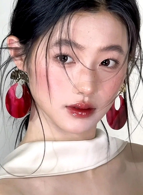 水舞  H2221 新娘新款红色时尚气质复古个性耳钉设计感耳饰品