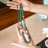 新中式 水舞 L1271蓝水翡翠毛衣链长款 国风天然翡翠项链女原创设计