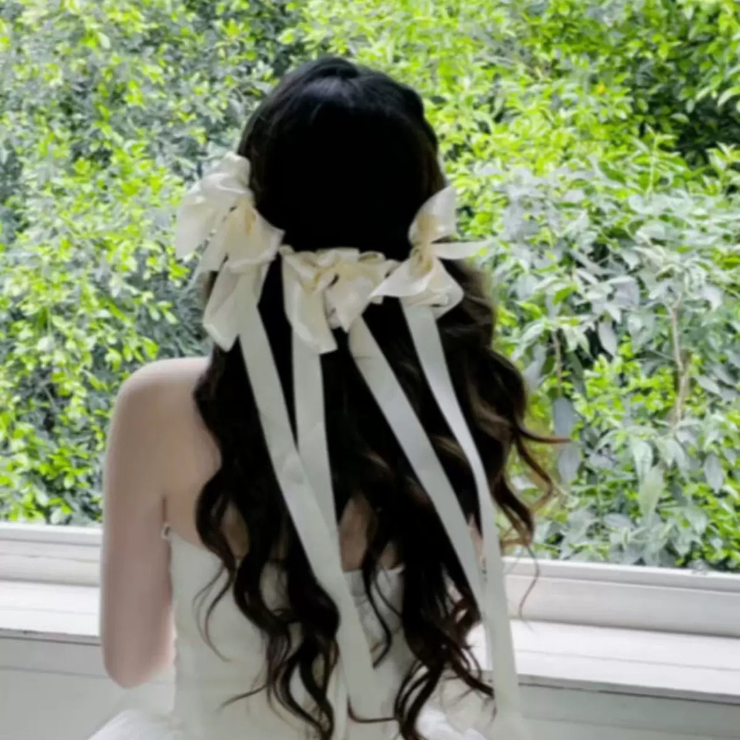 水舞B3036新款森系超仙长款蝴蝶结发带婚纱礼服晨袍减龄新娘头饰