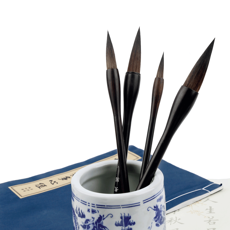筠墨轩一品灰貂书画毛笔狼毫鼠貂毛笔书法中楷大楷提斗对联大字国画毛笔成人初学行书隶书精品高档黑檀木笔杆