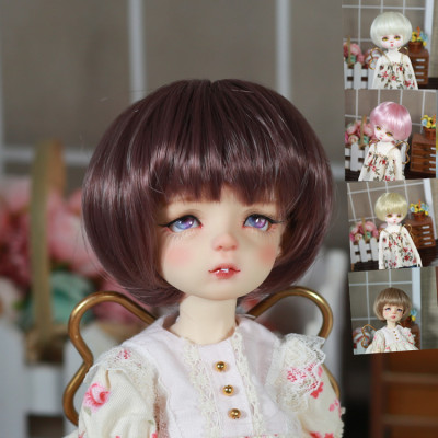 taobao agent {Free shipping spot} BJD6 short hair 6 points, 4 points 3 points, pear blossom head wave head high -temperature silk wig daily multi -color