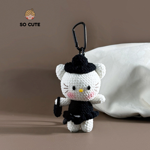 纯手工毛线钩织 哈喽hellokitty小香风kitty猫包包挂件钥匙扣礼物
