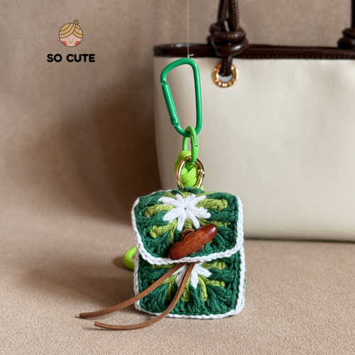 socute 钩织祖母格耳机包零钱包包挂件挂饰创意小众礼物