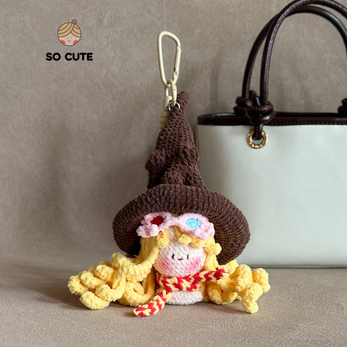 socute 魔法学院卢娜手工钩织玩偶包包挂件包挂饰钥匙扣礼物