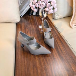 2025年春秋新款 软皮跟高7CM女鞋百搭高跟尖头秋季单鞋气质浅口