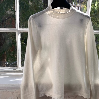 岛知道《少女心事》精致感千金秋冬羊毛浪漫钩花打底衫套头毛衣