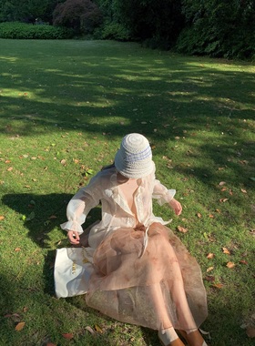 岛知道remake《垂耳信芽》蕾丝拼接重工轻薄肌理开衫花边仙女衬衫