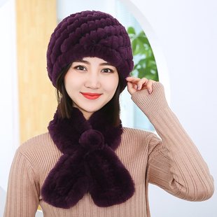 真毛老太太帽子冬季皮草帽子女款獭兔毛妈妈奶奶帽中老年人帽子