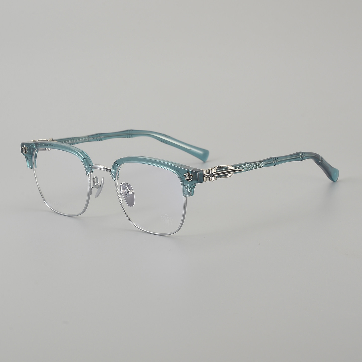 简丹新品商务半框眉毛眼镜框男女百搭水银蓝超轻钛架个性潮眼镜框,ZIPPO/瑞士军刀/眼镜,防蓝光镜,淘宝优惠券,粉丝福利购,淘宝优惠卷