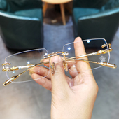 简丹萝心超轻无框镜架男女潮流新品 复古方框纯欲眼镜配近视 时尚