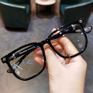 新款简丹潮近视防蓝光眼镜框男女大脸复古百搭大框素颜镜板材镜框