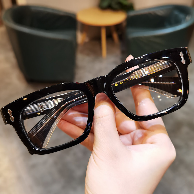 简丹复古板材大框防蓝光镜男女黑色眼镜架显瘦护目平光镜可配近视