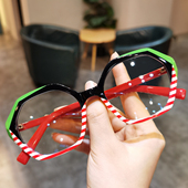 欧美条纹拼色时尚 大框眼镜框男女超轻板材休闲复古素颜近视眼镜框