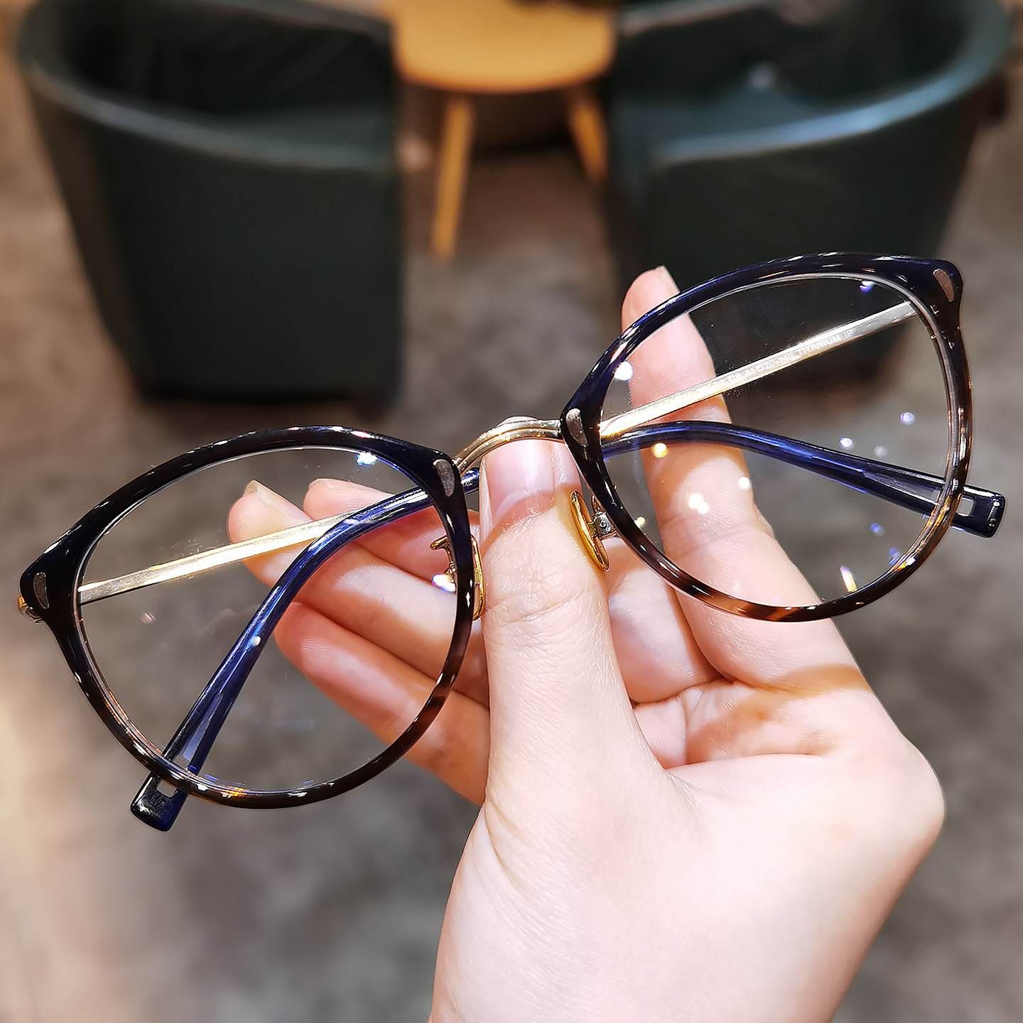 简丹新款复古圆框素颜男女潮文艺百搭超轻眼镜架可配近视护眼眼镜