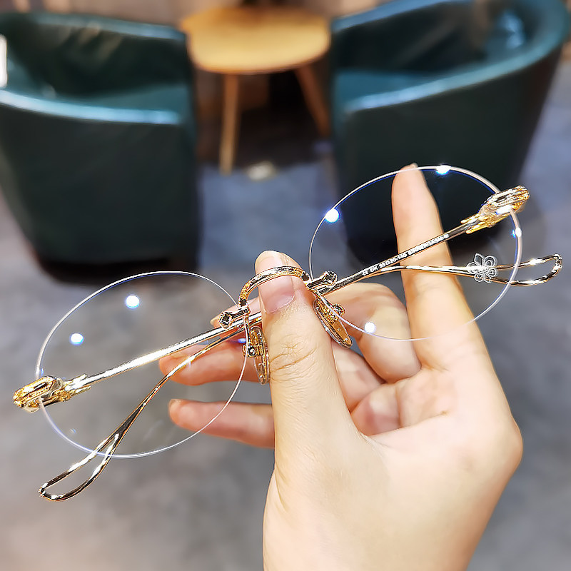 文艺纯欲男女素颜圆无框打孔无框