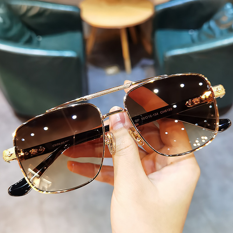 简丹萝心护目太阳镜防紫外线男女时尚百搭双梁大框显瘦开车墨镜