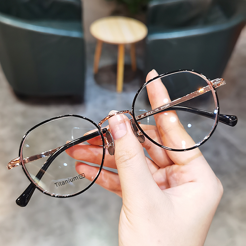 时尚细框圆形超轻钛架老花镜男女潮百搭防蓝光辐射高清老花眼镜架