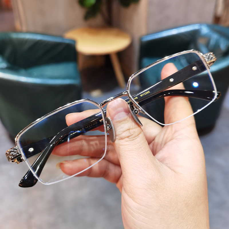 简丹萝心钛超轻半框商务眼镜框男女时尚牛角斯文败类近视眼镜