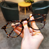 时尚 简约复古玳瑁圆框板材眼镜框男女潮修饰脸型素颜镜总宽158MM