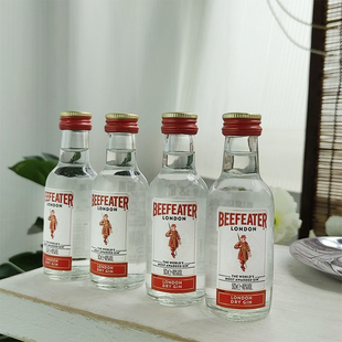 4瓶装#必富达金酒瓶装蒸馏酒小酒版原味进口迷你酒伴行货玻璃瓶