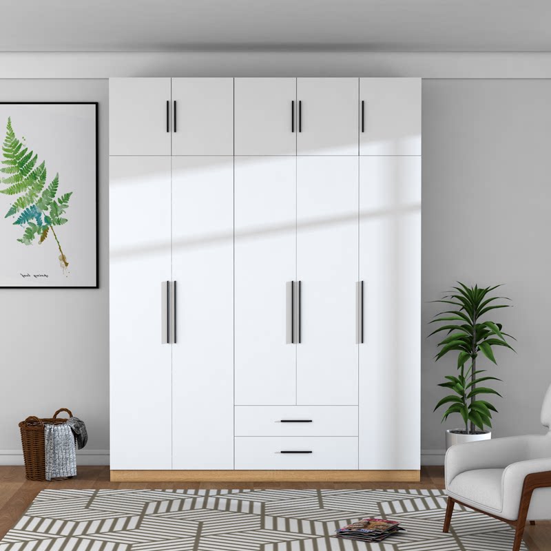 衣柜家用卧室深60小户型实木生态板白色简约全屋定制一门到顶衣柜